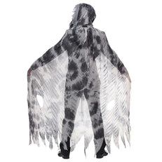 Blac and White ghostly cape with tears on a white background