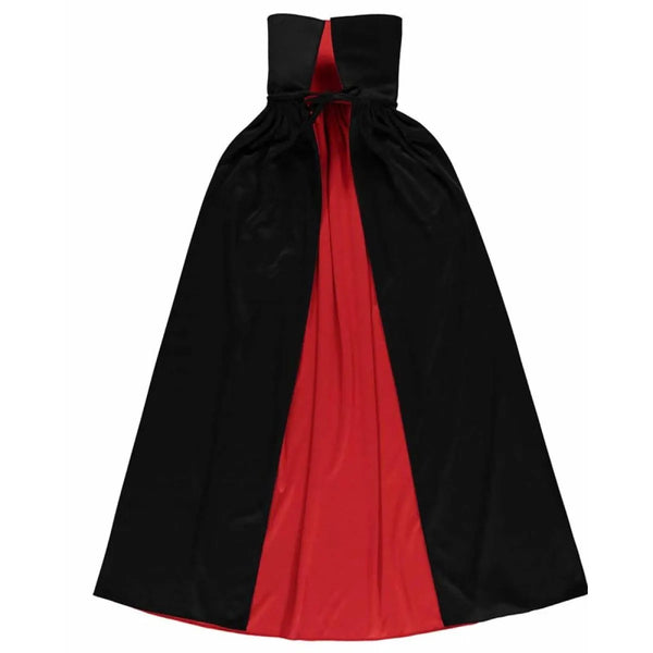 Black and red cape with a bow on a white background