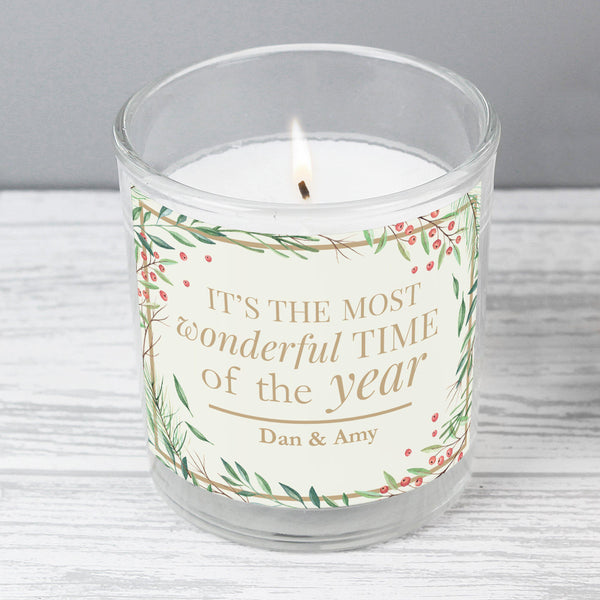Candle Personalised 'Wonderful Time of The Year' Christmas Scented Jar Candle