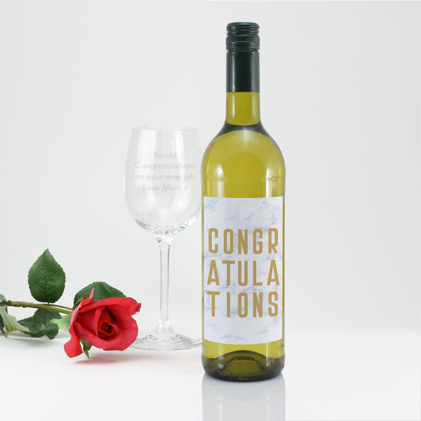 Congratulations White Wine Gift Set - Big CONGRATULATIONS On The Wine Label