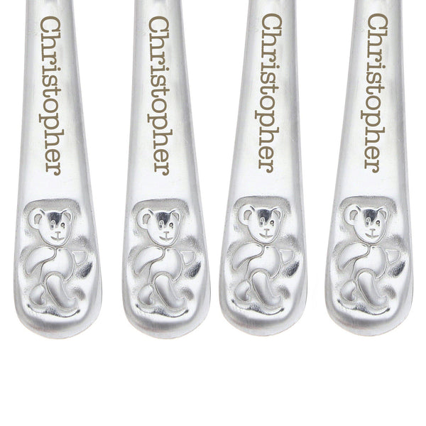 Cutlery Set Personalised Teddy 4 Piece Embossed Cutlery Set