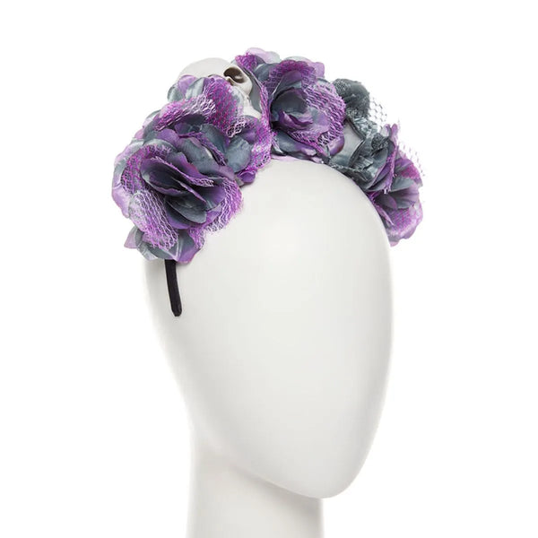 Headband Purple Flower Skull Headband