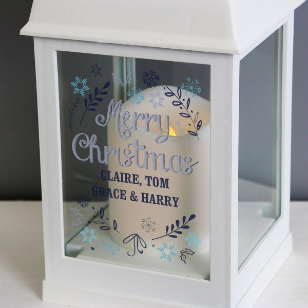 Lantern Personalised Christmas Frost White Lantern