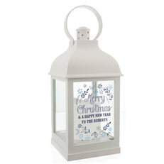 Lantern Personalised Christmas Frost White Lantern