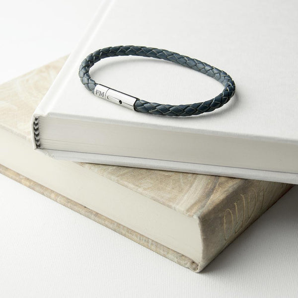 Men's Bracelet Personalised Men's Capsule Tube Woven Bracelet In Aegean Blue