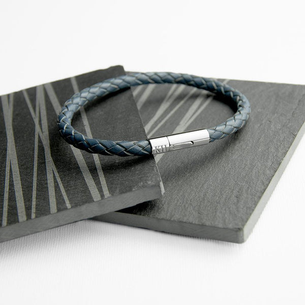 Men's Bracelet Personalised Men's Capsule Tube Woven Bracelet In Aegean Blue