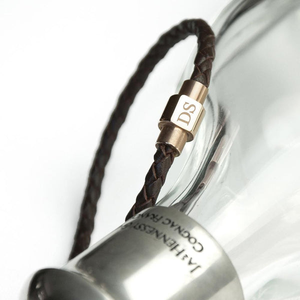 Men's Bracelet Personalised Men's Woven Leather Bracelet With Gold Clasp