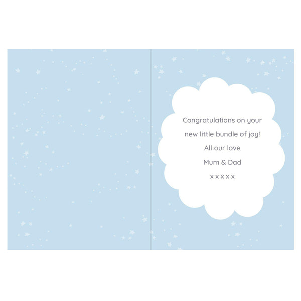 Personalised '10 Little Fingers' Blue Baby Card - Personalised Text Inside The Card