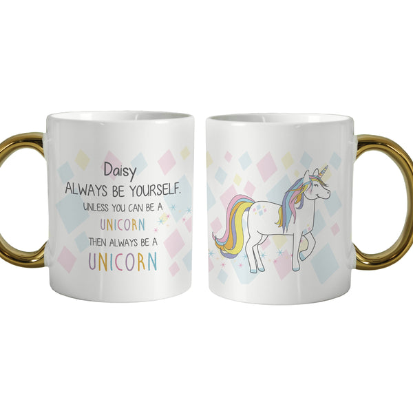 White Unicorn mug with text on reverse that reads