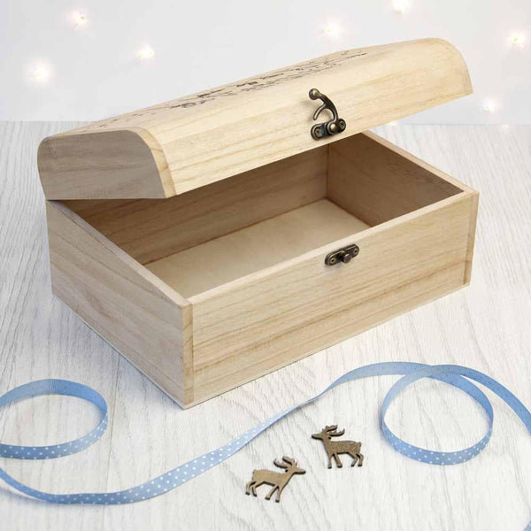 Personalised Baby's First Christmas Eve Chest - Small Chest With Lid Ajar