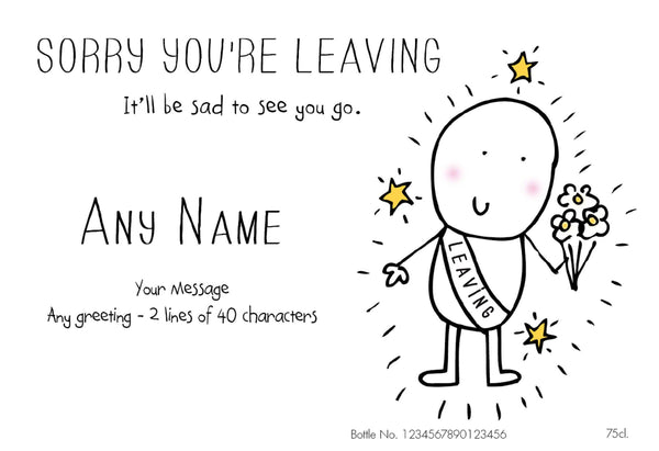 Personalised Chilli & Bubbles Leaving White Wine - Sorry You're Leaving Label