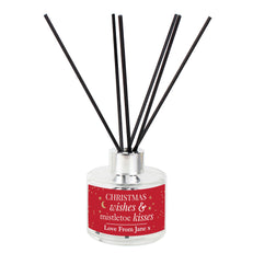 Personalised Christmas Wishes Reed Diffuser - Red Label With Gold Moon & Stars