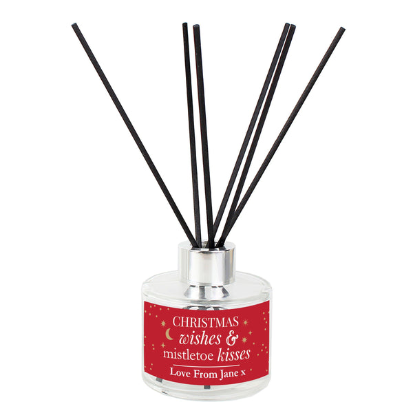 Personalised Christmas Wishes Reed Diffuser - Red Label With Gold Moon & Stars