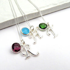 Personalised Initial Birthstone Necklace
