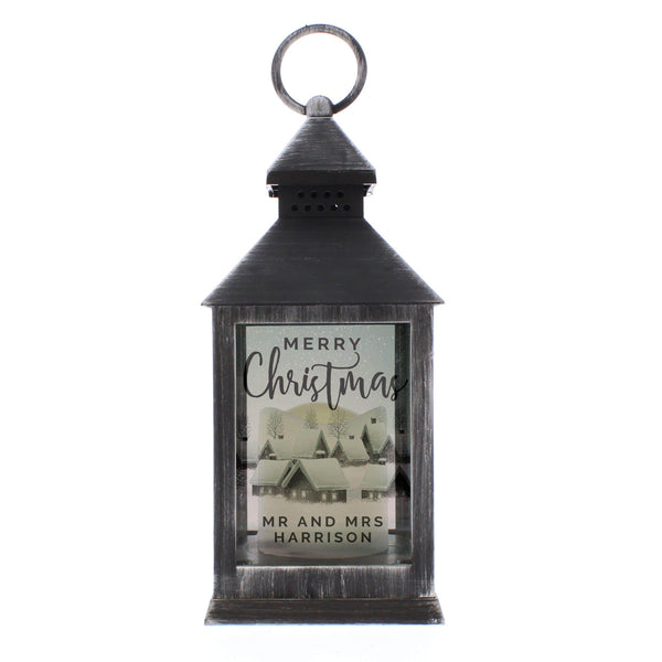 Lantern Personalised Town Christmas Rustic Black Lantern