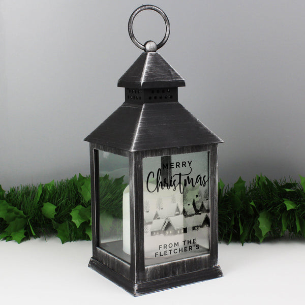 Lantern Personalised Town Christmas Rustic Black Lantern