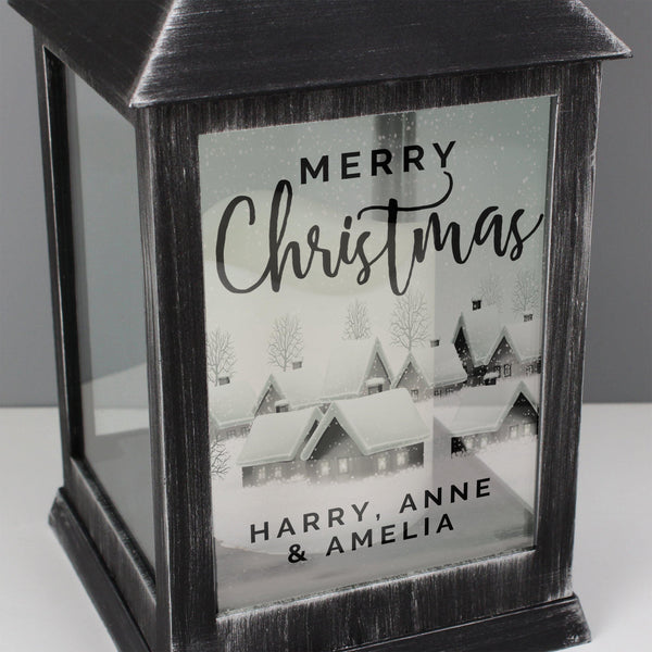 Lantern Personalised Town Christmas Rustic Black Lantern