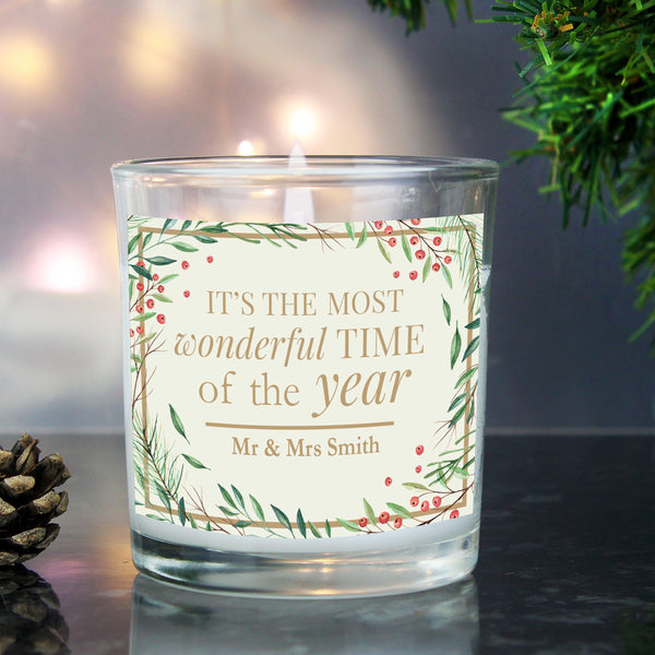 Personalised 'Wonderful Time of The Year' Christmas Scented Jar Candle - Fixed Text Reads