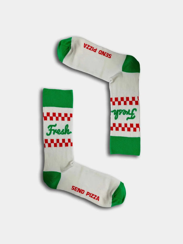 Fresh - Send pizza white and green socks