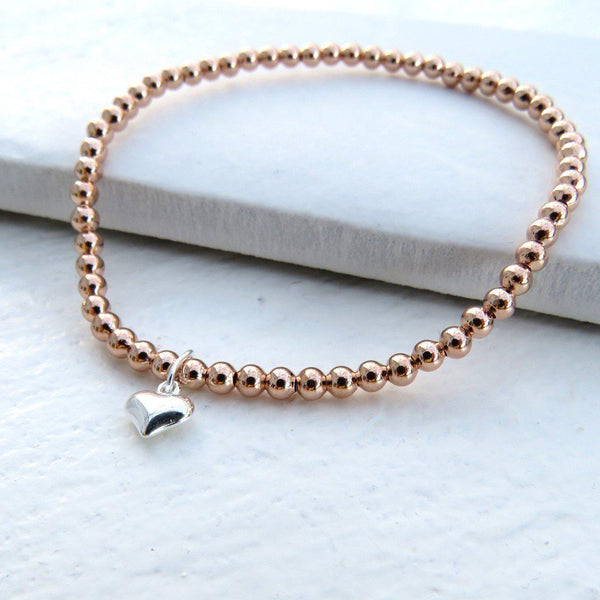 Bracelet Rose Gold Plated Beaded Charm Bracelet