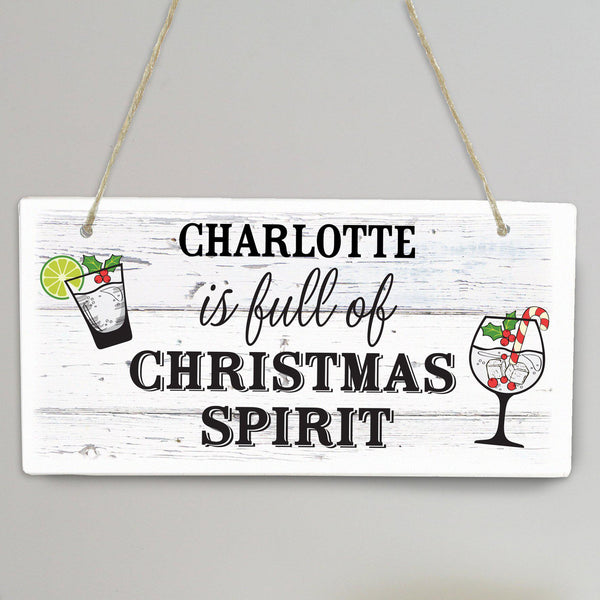 Wooden Sign Personalised Christmas Spirit Wooden Sign
