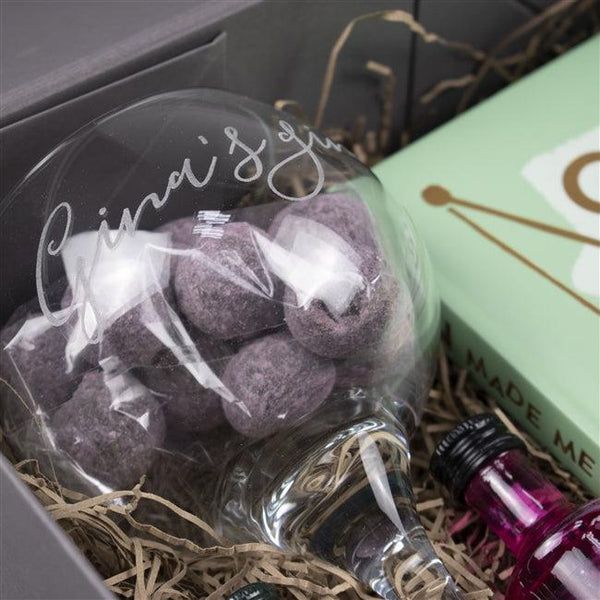 Gin For One Hamper - Close Up Of Balloon Glass With Truffles In
