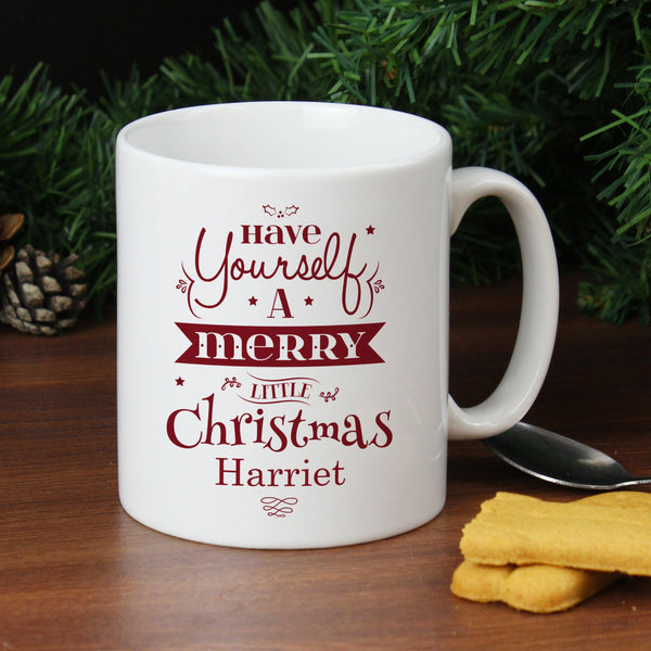 Personalised Merry Little Christmas Mug - Personalised For Harriet