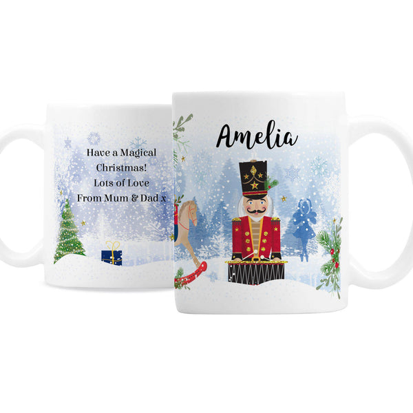 Personalised Nutcracker Mug - Front & Rear Views Of The Personalised Christmas Scene Mug