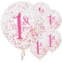 1st Birthday Balloons 1st Birthday Pink Confetti Balloons - 12" Latex