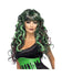 Woman with a green and black wig on a white background