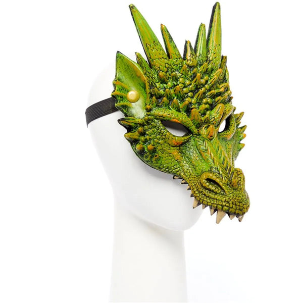 Green dragon mask on a white background right view