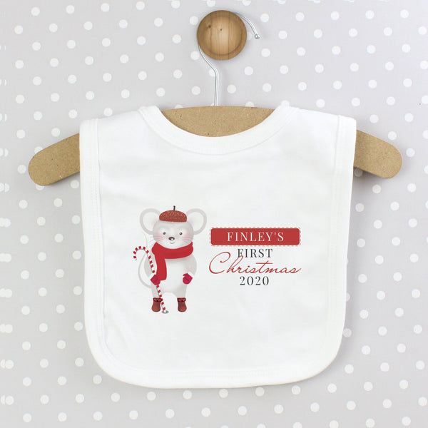 Bib Personalised 1st Christmas Mouse Bib