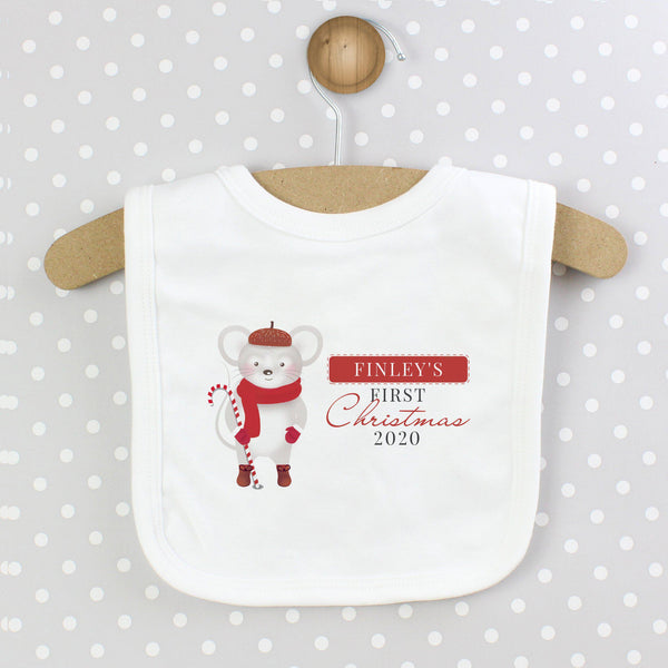 Bib Personalised 1st Christmas Mouse Bib