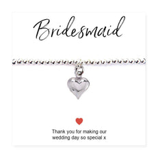 Bridesmaids Heart Bracelet & Thank You Card