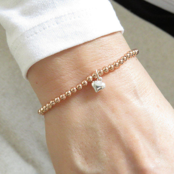 Bracelet Rose Gold Plated Beaded Charm Bracelet