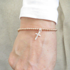 Rose Gold Plated Beaded Charm Bracelet