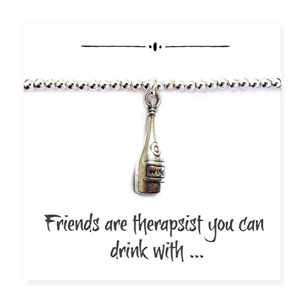 Bracelet Wine Bottle Charm Bracelet on Funny Friends Message Card