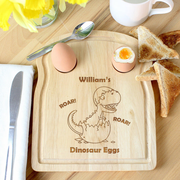 Breakfast Board Personalised Dinosaur Egg and Toast Board