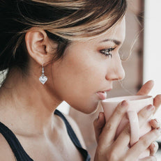Bridesmaids Heart Earrings & Thank You Card - Worn By A Model