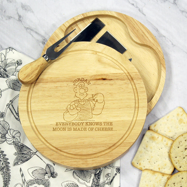 Cheese Board & Knives Set W & G 'Moon Made Of Cheese' Wooden Cheese Board & Knives Set