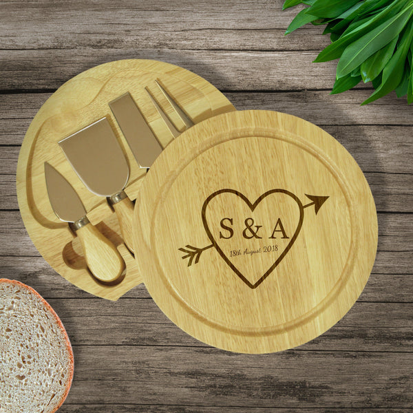 Cheese Board & Knives Sketch Heart Cheese Board & Knives