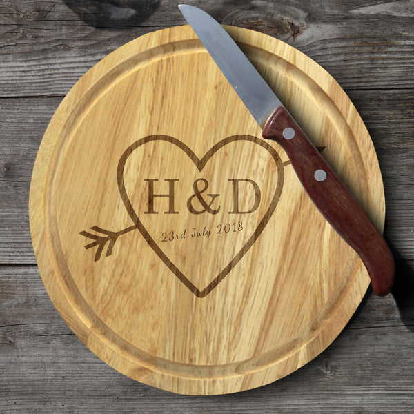 Cheese Board & Knives Sketch Heart Cheese Board & Knives