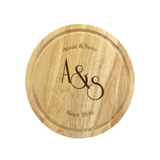 Monogram Wooden Round Cheese Board