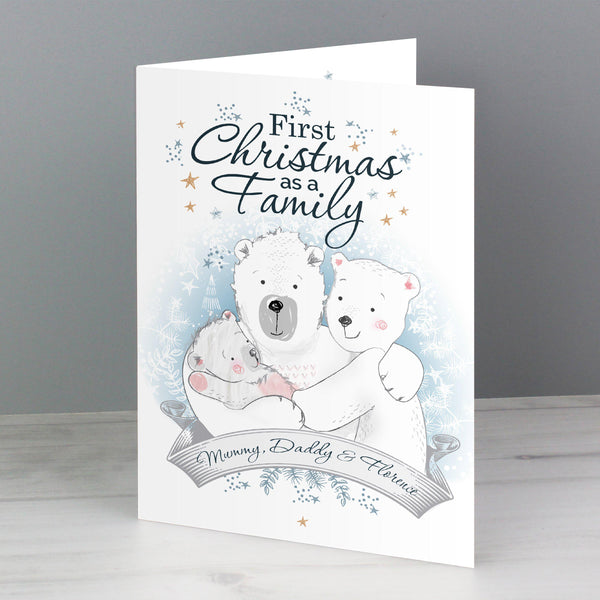 Christmas Card Personalised Polar Bear '1st Christmas As A Family' Card