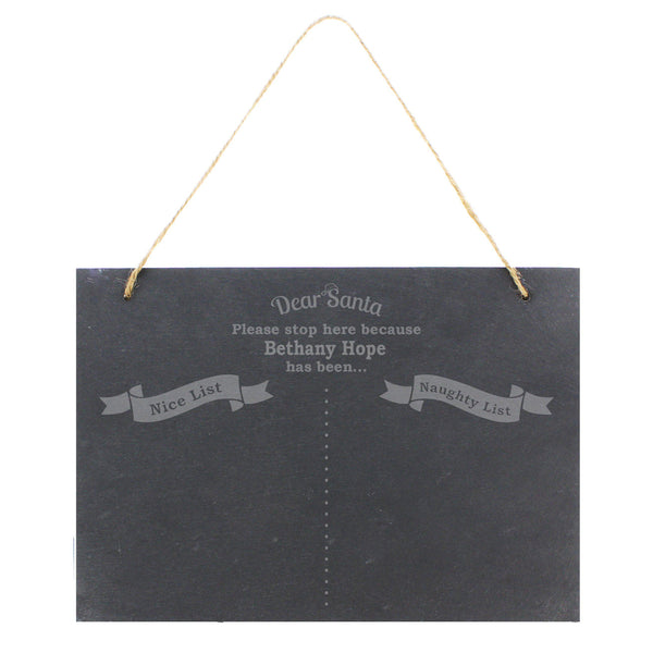 Christmas Decoration Personalised Christmas Naughty & Nice Hanging Large Slate Sign