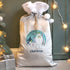 Christmas Sack Personalised The Snowman and the Snowdog Luxury Silver Grey Pom Pom Sack