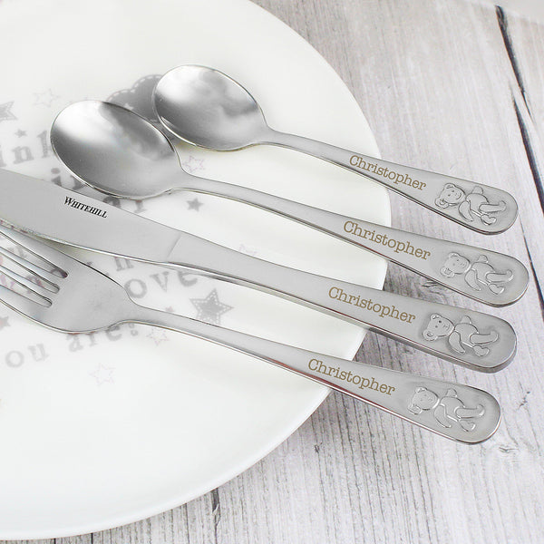 Cutlery Set Personalised Teddy 4 Piece Embossed Cutlery Set