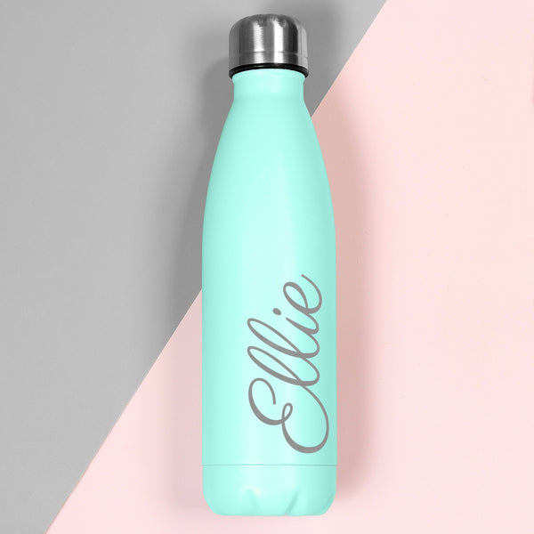 Drinks Bottle Personalised Mint Green Metal Insulated Drinks Bottle