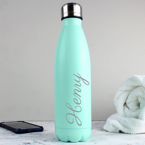 Drinks Bottle Personalised Mint Green Metal Insulated Drinks Bottle