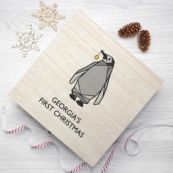 First Christmas Box Personalised Baby Penguin First Christmas Box